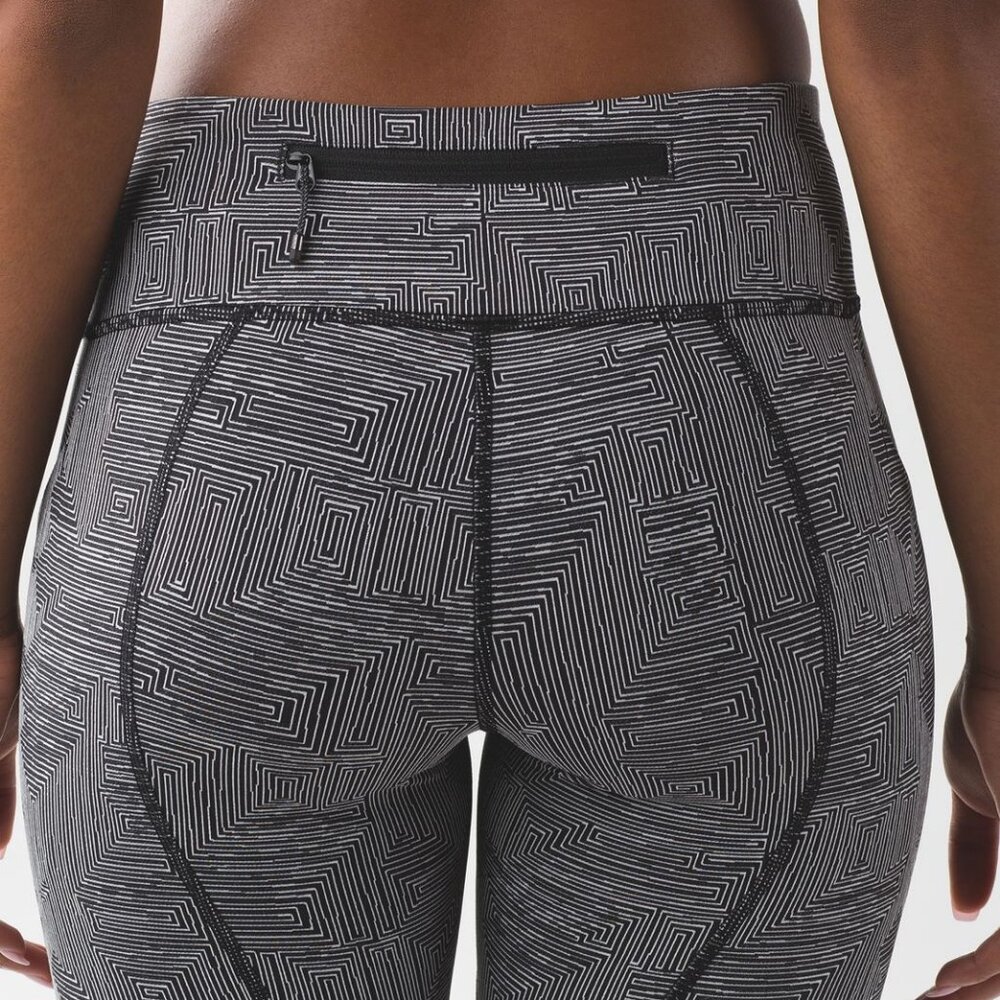Lululemon Pace Rival Crop (black & white) leggings / tights / capris, pockets